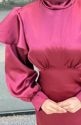 Eliza Satin Evening Dress 4661-02 Burgundy 4661-02