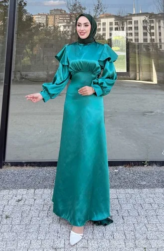 Eliza Satin Evening Dress 4661-03 Emerald Green 4661-03