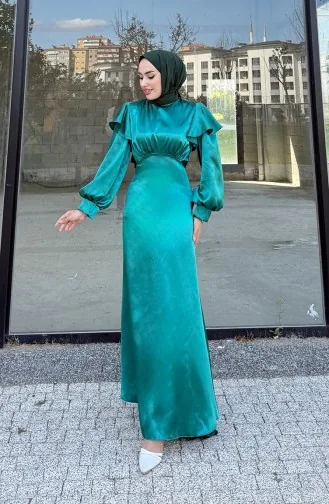 Eliza Satin Evening Dress 4661-03 Emerald Green 4661-03