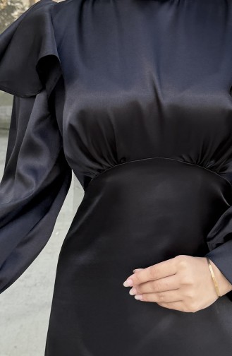 فستان سهرة ساتان إليزا 4661-05 أسود 4661-05