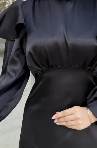 Robe De Soirée Eliza En Satin Noir 4661-05 4661-05