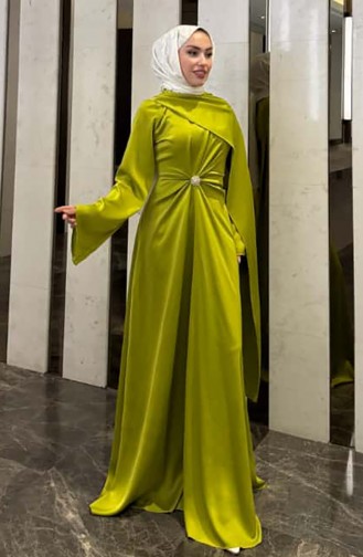 Cape Satin Evening Dress 4664-01 Oil Green 4664-01