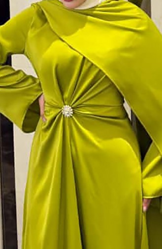 Cape Satin Evening Dress 4664-01 Oil Green 4664-01