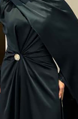 Cape Satin Evening Dress 4664-02 Emerald Green 4664-02