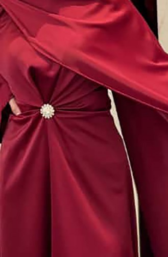 Cape Satin Evening Dress 4664-03 Burgundy 4664-03