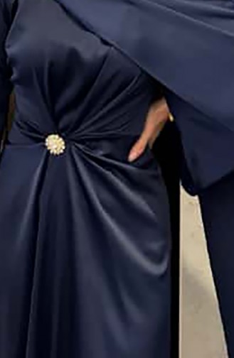 فستان سهرة ساتان كيب 4664-04 أزرق داكن 4664-04