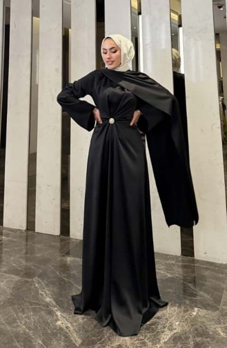 Cape Satin Evening Dress 4664-05 Black 4664-05