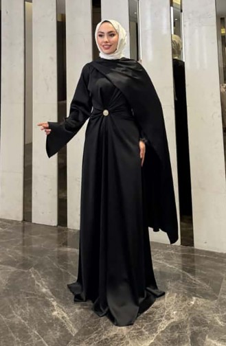 Cape Satin Evening Dress 4664-05 Black 4664-05
