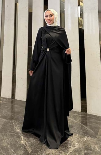 Cape Satin Evening Dress 4664-05 Black 4664-05