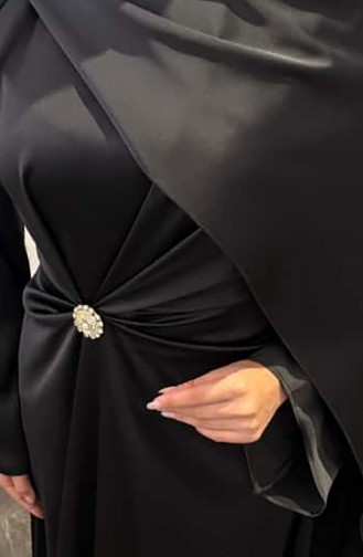 Cape Satin Evening Dress 4664-05 Black 4664-05