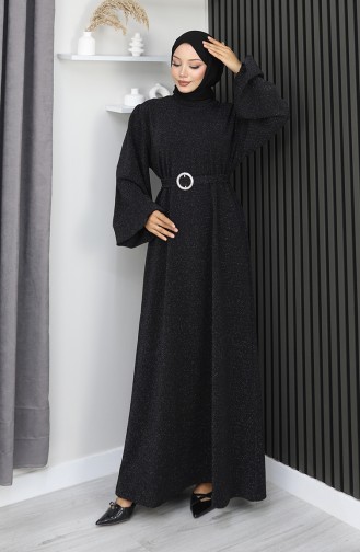 Scuba Fabric Glitter Evening Dress 0207-01 Black 0207-01