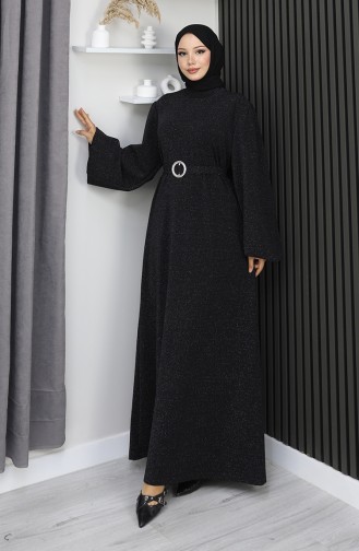 Scuba Fabric Glitter Evening Dress 0207-01 Black 0207-01