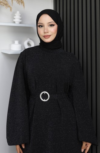 Scuba Fabric Glitter Evening Dress 0207-01 Black 0207-01