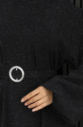 Scuba Fabric Glitter Evening Dress 0207-01 Black 0207-01