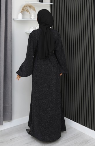 Scuba Fabric Glitter Evening Dress 0207-01 Black 0207-01
