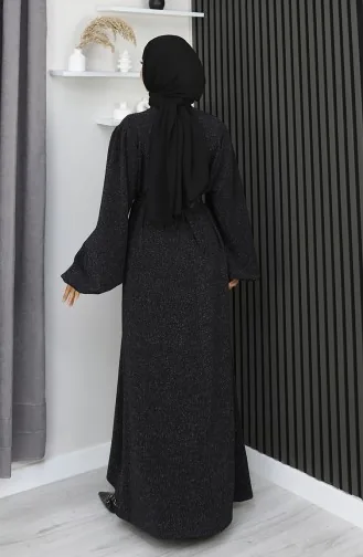Abendkleid Aus Scuba-Stoff Mit Glitzer 0207-01 Schwarz 0207-01