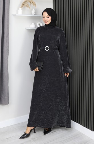 Scuba Fabric Glitter Evening Dress 0207A-01 Black 0207A-01