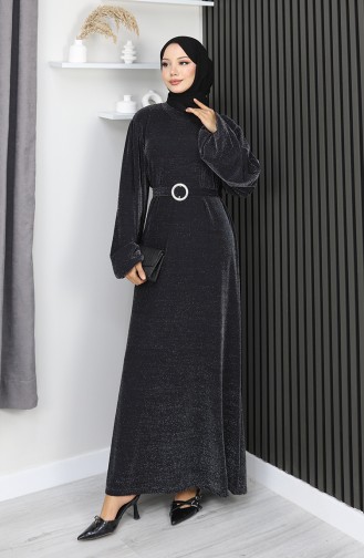 Scuba Fabric Glitter Evening Dress 0207A-01 Black 0207A-01