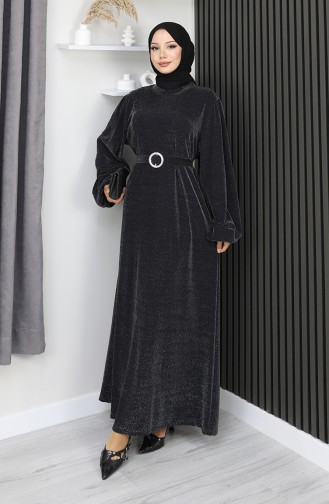 Scuba Fabric Glitter Evening Dress 0207A-01 Black 0207A-01