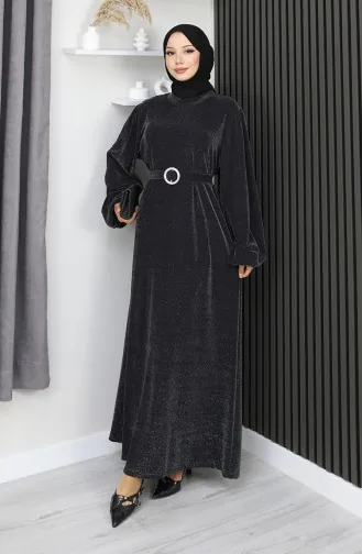 Abendkleid Aus Scuba-Stoff Mit Glitzer 0207A-01 Schwarz 0207A-01