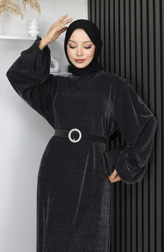Abendkleid Aus Scuba-Stoff Mit Glitzer 0207A-01 Schwarz 0207A-01