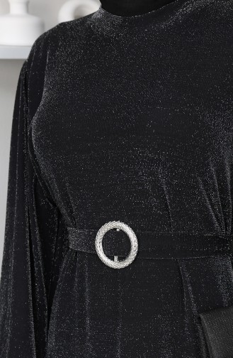 Scuba Fabric Glitter Evening Dress 0207A-01 Black 0207A-01