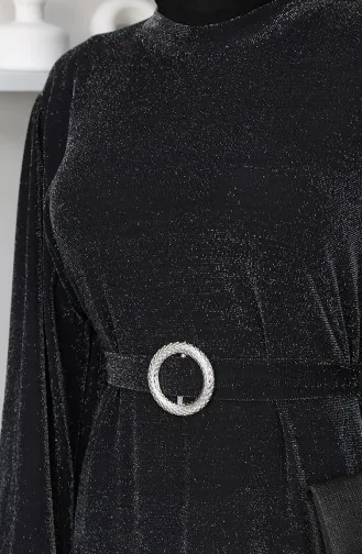 Abendkleid Aus Scuba-Stoff Mit Glitzer 0207A-01 Schwarz 0207A-01