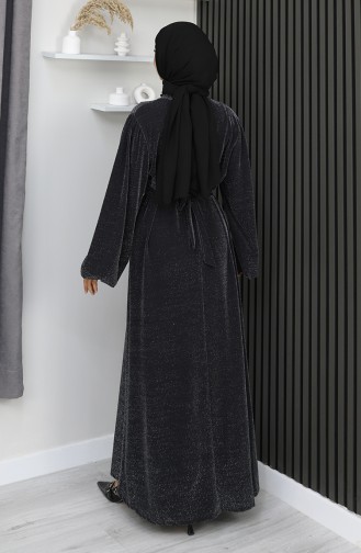 Scuba Fabric Glitter Evening Dress 0207A-01 Black 0207A-01