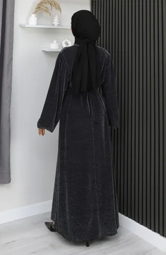 Abendkleid Aus Scuba-Stoff Mit Glitzer 0207A-01 Schwarz 0207A-01