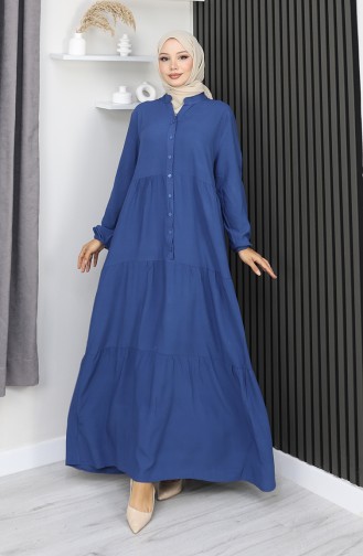 Robe Demi-boutonnée En Viscose 4125-08 Indigo 4125-08