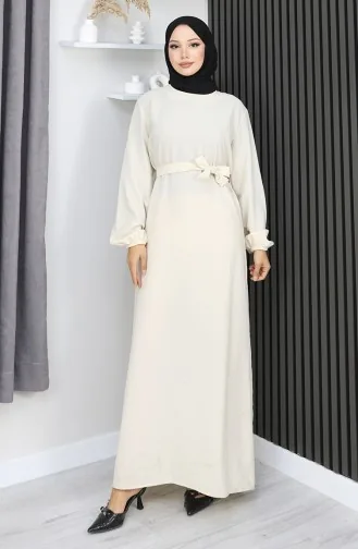 فستان Aerobin Fabric بأكمام مرنة 2002-08 كريمي فاتح 2002-08