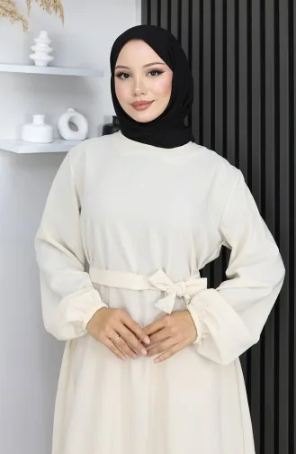 فستان Aerobin Fabric بأكمام مرنة 2002-08 كريمي فاتح 2002-08