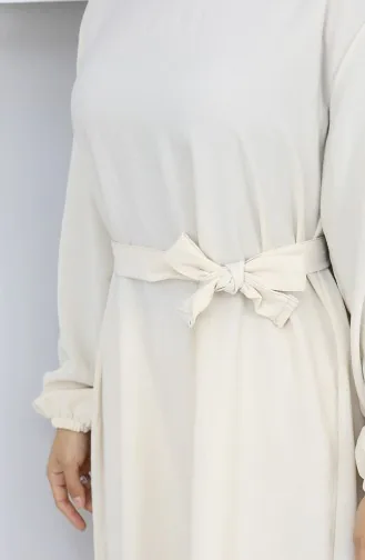 فستان Aerobin Fabric بأكمام مرنة 2002-08 كريمي فاتح 2002-08