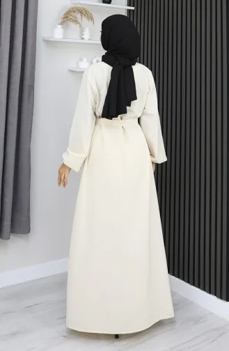 فستان Aerobin Fabric بأكمام مرنة 2002-08 كريمي فاتح 2002-08