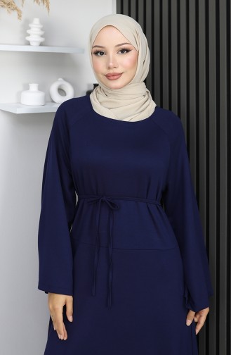 Oysho Fabric Belted Dress 2162-04 Navy Blue 2162-04