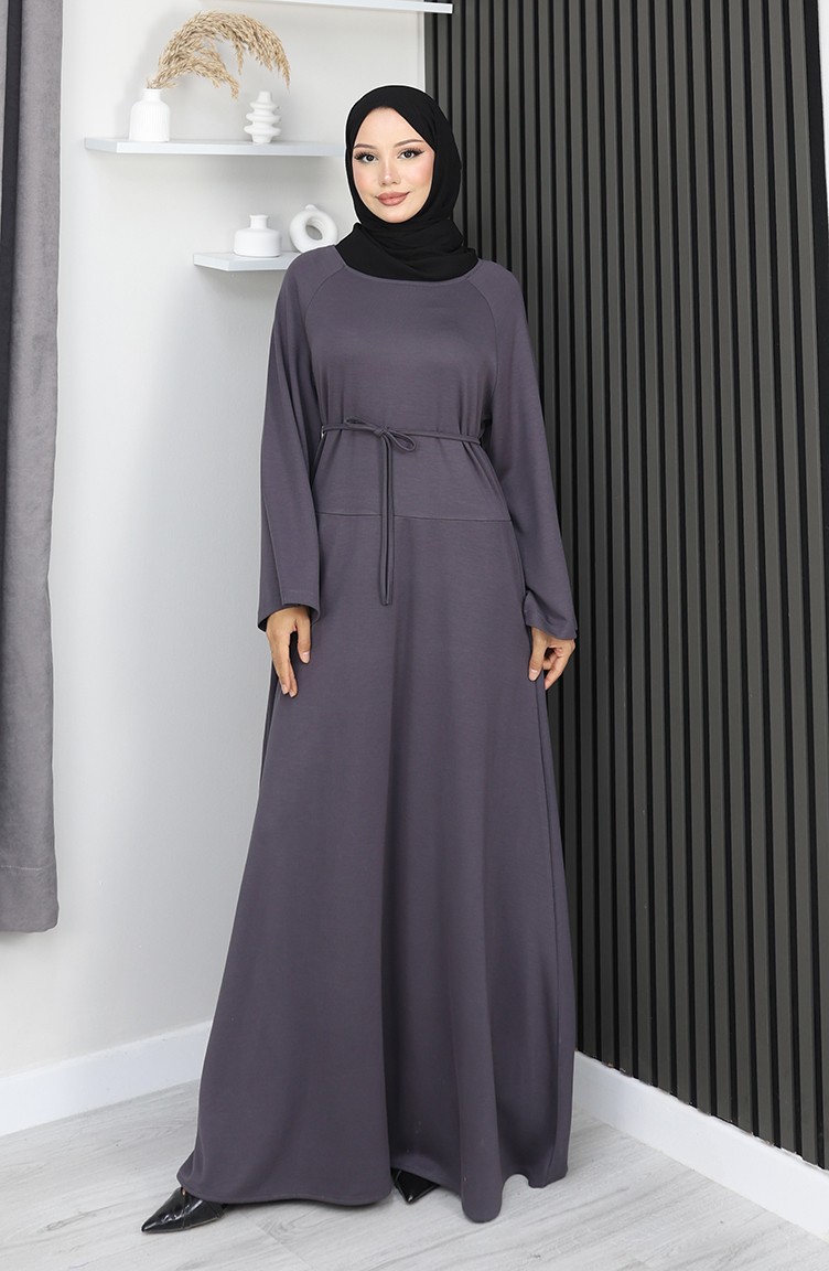 Sefamerve, Robe Ceinturée En Tissu Oysho 2162-05 Anthracite