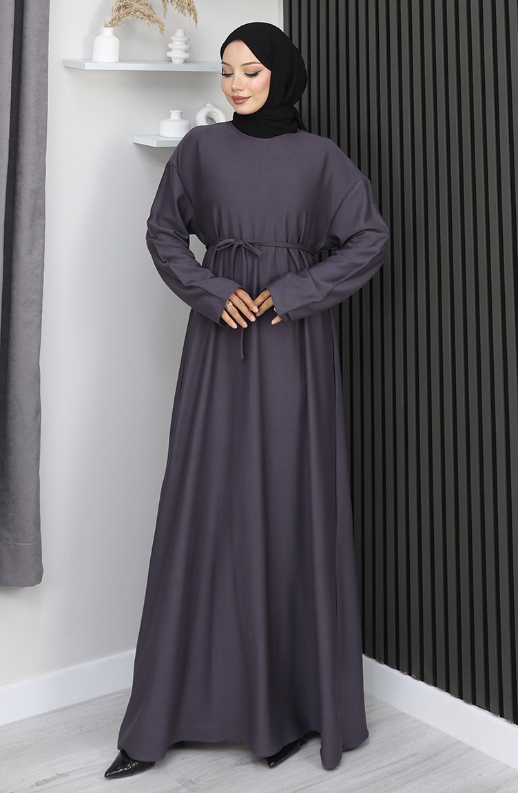 Sefamerve, Oysho Stoffkleid Mit Gürtel 2165-02 Anthrazit