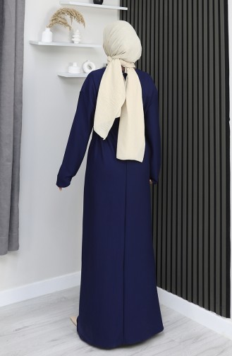 Oysho Fabric Belted Dress 2165-05 Navy Blue 2165-05