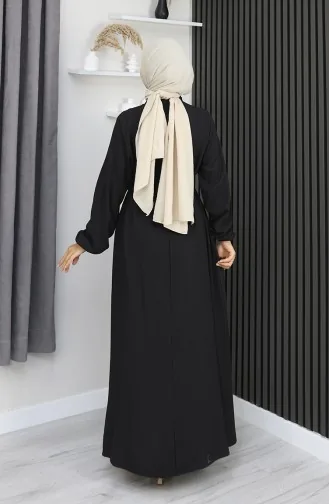 فستان بلماندو بحزام وأزرار نصفية 2166-02 أسود 2166-02