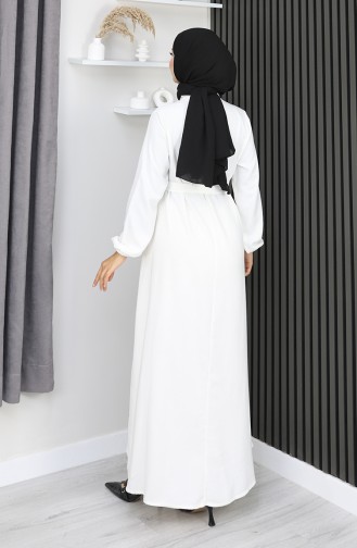 Robe Belmando En Tissu Blanc à Demi-boutons Et Ceinture Référence 2166-03 2166-03