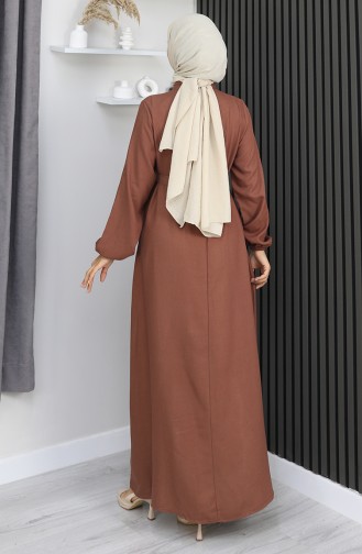 Robe Belmando En Tissu Marron à Demi-boutons Et Ceinture Référence 2166-06 2166-06