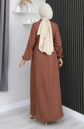 فستان بيلماندو بحزام وأزرار نصفية 2166-06 بني 2166-06