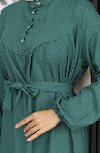 Robe Belmando En Tissu Vert à Demi-boutons Et Ceinture Référence 2166-08 2166-08