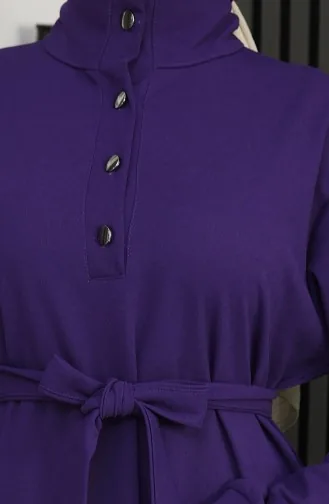 فستان سكوبا فابريك بحزام نصف أزرار 2167-02 أرجواني 2167-02