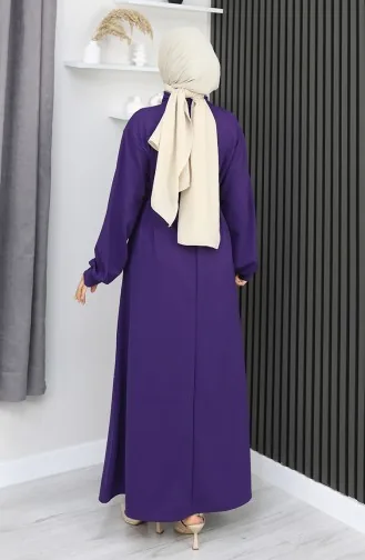 فستان سكوبا فابريك بحزام نصف أزرار 2167-02 أرجواني 2167-02