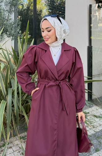 معطف ترنش من قماش بونديت بحزام 4551-03 أحمر قرمزي 4551-03