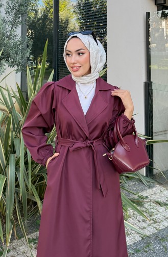 معطف ترنش من قماش بونديت بحزام 4551-03 أحمر قرمزي 4551-03