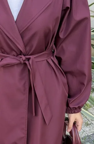 معطف ترنش من قماش بونديت بحزام 4551-03 أحمر قرمزي 4551-03