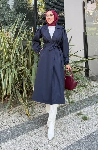 Bondit Stoffen Trenchcoat Met Riem 4551-04 Marineblauw 4551-04