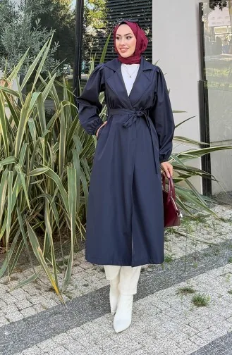 Bondit Stoffen Trenchcoat Met Riem 4551-04 Marineblauw 4551-04